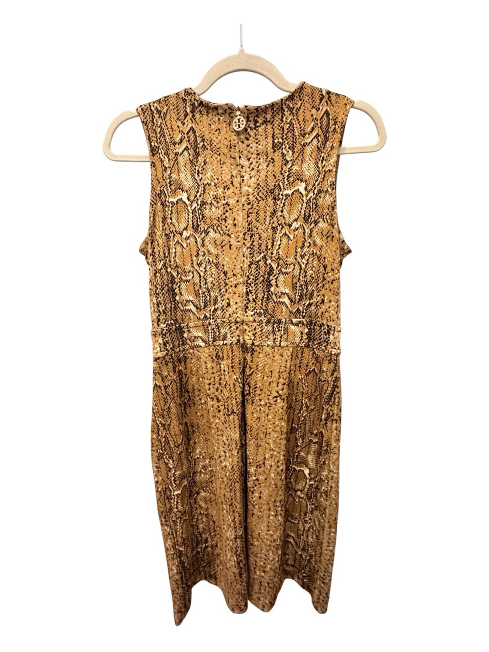 Tory Burch Tan Snake Print Sheath Dress Sleeveless V-Neck Size Small - Picture 2 of 8